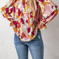 Printed Flounce Sleeve Buttoned Blouse