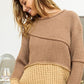 Texture Detail Contrast Drop Shoulder Sweater