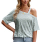 Leopard Asymmetrical Neck Cold-Shoulder Blouse