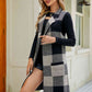 Plaid Lapel Collar Sleeveless Cardigan