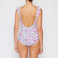 Faux Wrap One-Piece in Roses Off-White