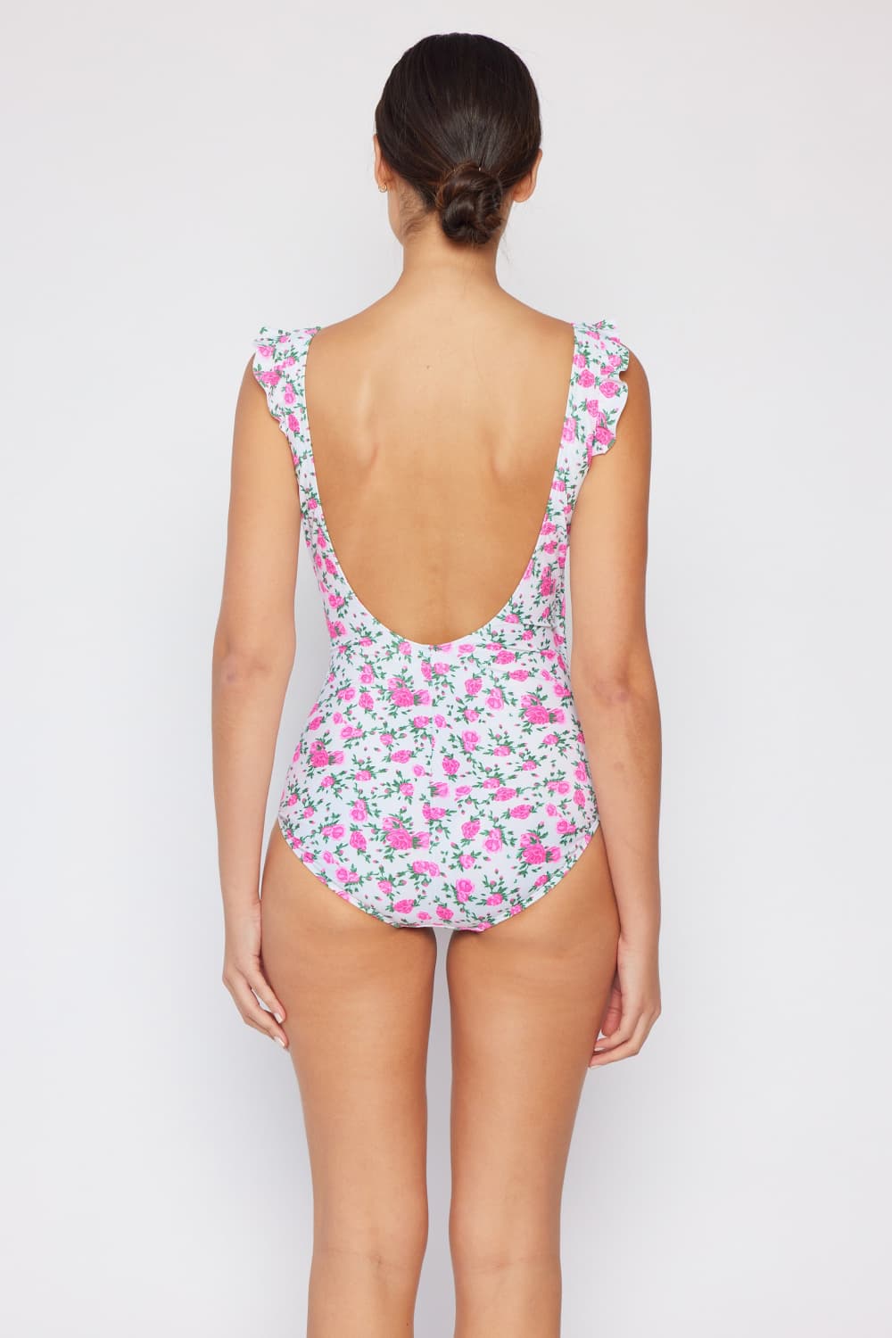 Marina West Swim Faux Wrap One-Piece in Roses Off-White