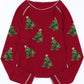 Christmas Tree Sequin Waffle Knit Long Sleeve Sweatshirt