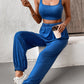 Square Neck Cropped Tank and Joggers Set