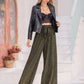 Ribbed Tied Wide Leg Pants