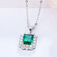 1.5 Carat Lab-Grown Emerald Pendant 925 Sterling Silver Necklace