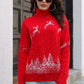 Reindeer & Snow Pattern Turtle Neck Pullover Sweater