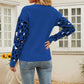 Printed Dropped Shoulder Round Neck Sweater