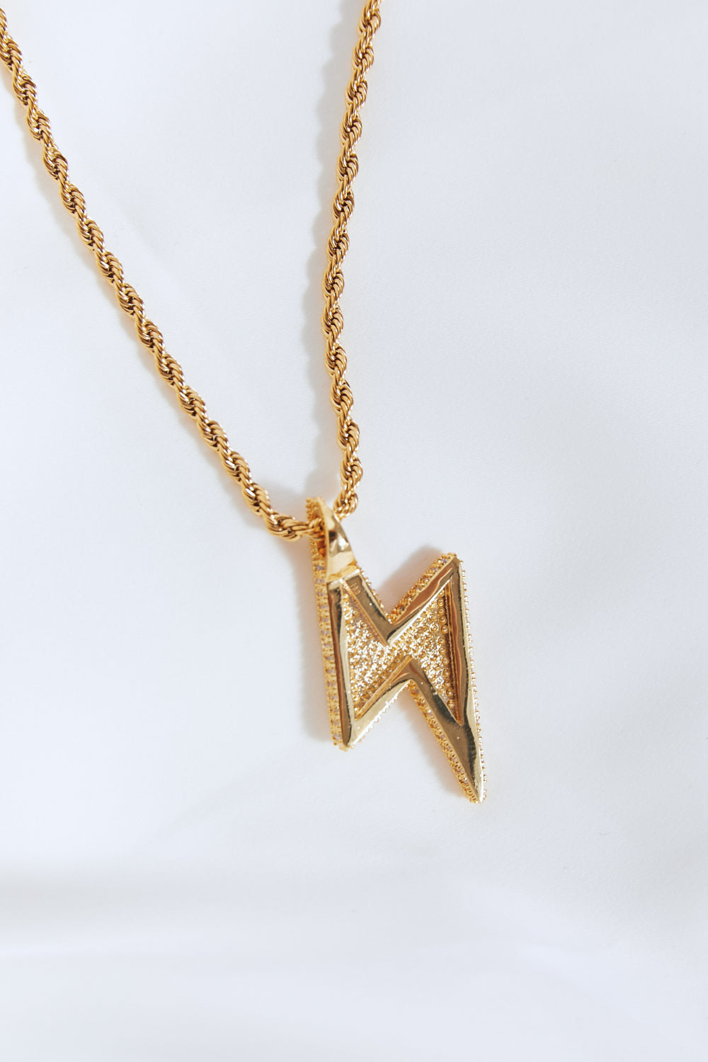 Brass Lightning Pendant Necklace