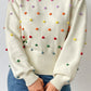 Pom-Pom Trim Mock Neck Long Sleeve Pullover Sweater