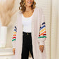 Striped Open Front Dropped Shoulder Cardigan