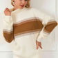 Contrast Turtleneck Long Sleeve Sweater