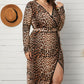 Plus Size Leopard Belted Surplice Wrap Dress