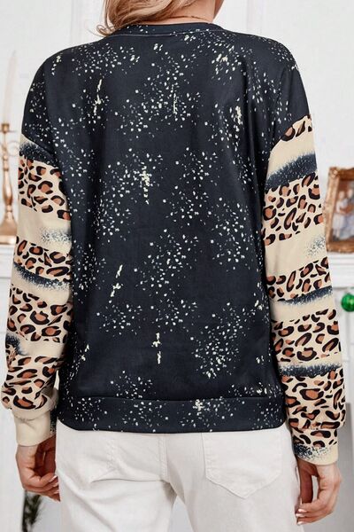 FOR THE LOVE OF THE TIGERS Leopard Round Neck Sweatshirt