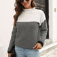 Two-Tone Mock Neck Dropped Shoulder Pullover Sweater