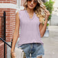 Eyelet Lace Trim Eyelash V-Neck Tank