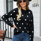 Polka Dot Round Neck Dropped Shoulder Sweater