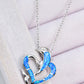 Opal Dolphin Heart Chain-Link Necklace