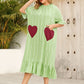 Plus Size Frill Heart Striped Half Sleeve Dress