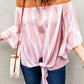 Striped Tie Front Flounce Sleeve Blouse