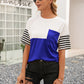 Striped Color Block Round Neck Tee