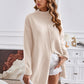 Exposed Seam Mock Neck Slit Sweater