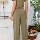 Round Neck Open Back Jumpsuit with Pockets
