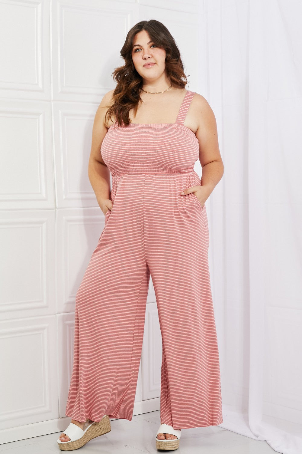 Only Exception Full Size Striped Jumpsuit