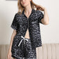Lapel Collar Shirt and Shorts Pajama Set