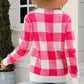 Checkered Ribbed Trim Knit Pullover