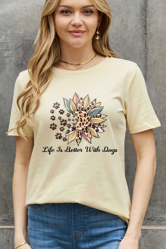 LIFE IS BETTER WITH DOGS Graphic Cotton Tee