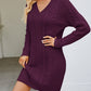 Cable-Knit V-Neck Mini Sweater Dress