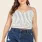 Plus Size Striped Tie-Back Cropped Cami