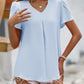 Ruche V-Neck Petal Sleeve Top