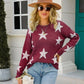 Star Round Neck Dropped Shoulder Sweater