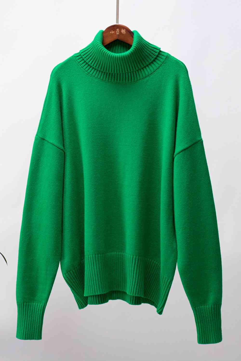 Turtle Neck Dropped Shoulder Sweater