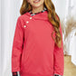 Girls Plaid Decorative Button Hoodie with Pockets