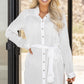 Belted Button-Front Cover-Up Shirt Dress