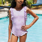 Ruffled One-Piece in Carnation Pink