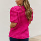 Bubble Textured Puff Sleeve Top