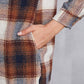 Plaid Button Up Dropped Shoulder Coat with Pockets