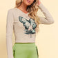 Butterfly Graphic Long Sleeve Cropped Top