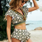 Printed Flutter Sleeve Ruffled Two-Piece Swimsuit