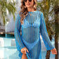 Cutout Round Neck Long Sleeve Cover-Up