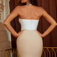 Contrast Rhinestone Lace-Up Strapless Bandage Dress
