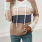 Color Block Drawstring Hooded Sweater