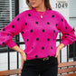 Polka Dot Round Neck Dropped Shoulder Sweater