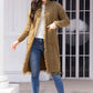 Fringe Trim Open Front Cardigan with Pockets