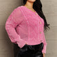 HEYSON Soft Focus Wash Cable Knit Cardigan in Fuchsia