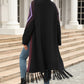 Geometric Fringe Hem Open Front Duster Cardigan